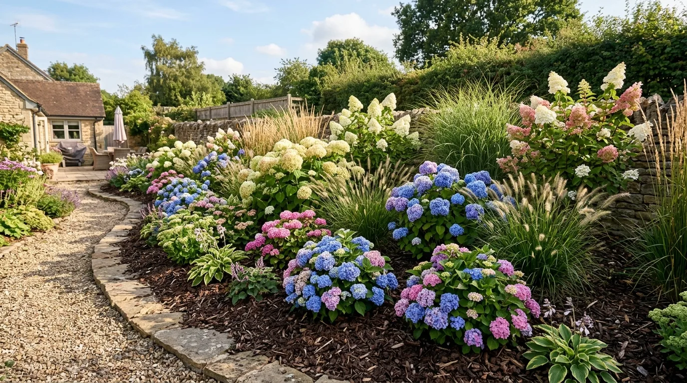 Hydrangeas With Low Green Texture